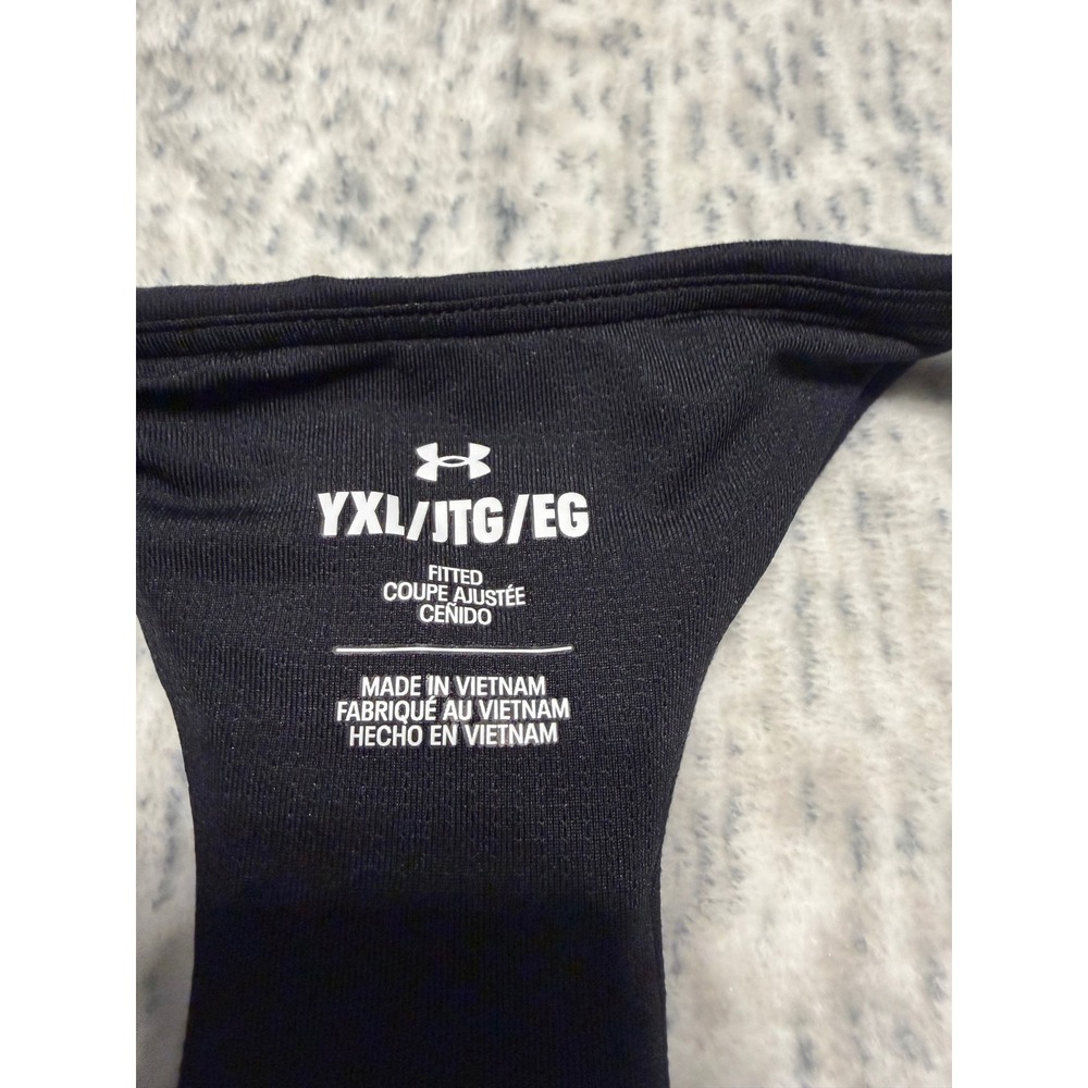 Under Armour Girls Black‎ Fitted Racerback Athletic Crop Top Size YXL - Picture 2 of 5